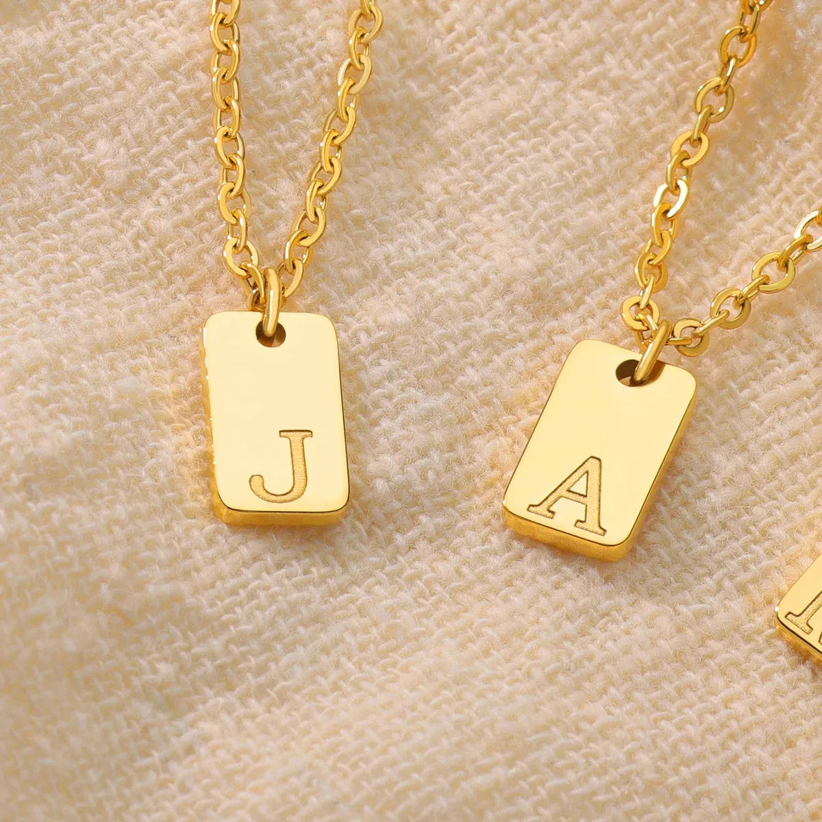 Stainless Steel 18K Gold Plated IG Style Letter Pendant Necklace