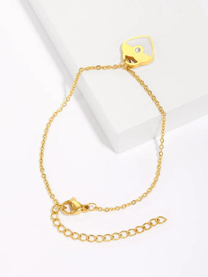 Stainless Steel 18K Gold Plated IG Style Round Heart Shape Inlay Zircon Bracelets