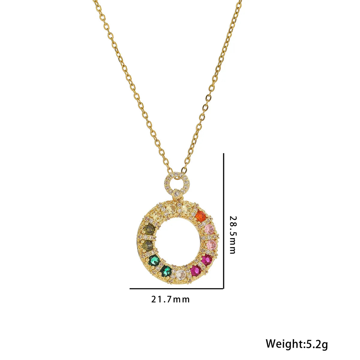 Stainless Steel 18K Gold Plated IG Style Simple Style Circle Inlay Zircon Pendant Necklace