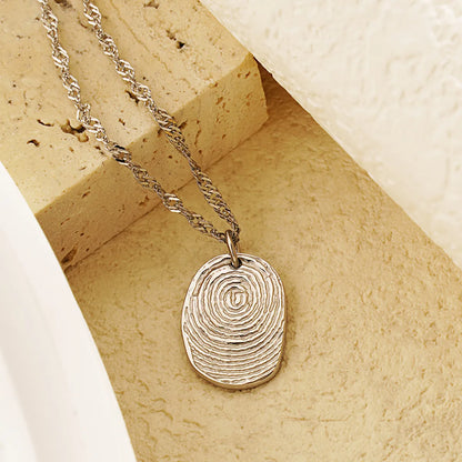 304 Stainless Steel 18K Gold Plated IG Style Simple Style Fingerprint Pendant Necklace