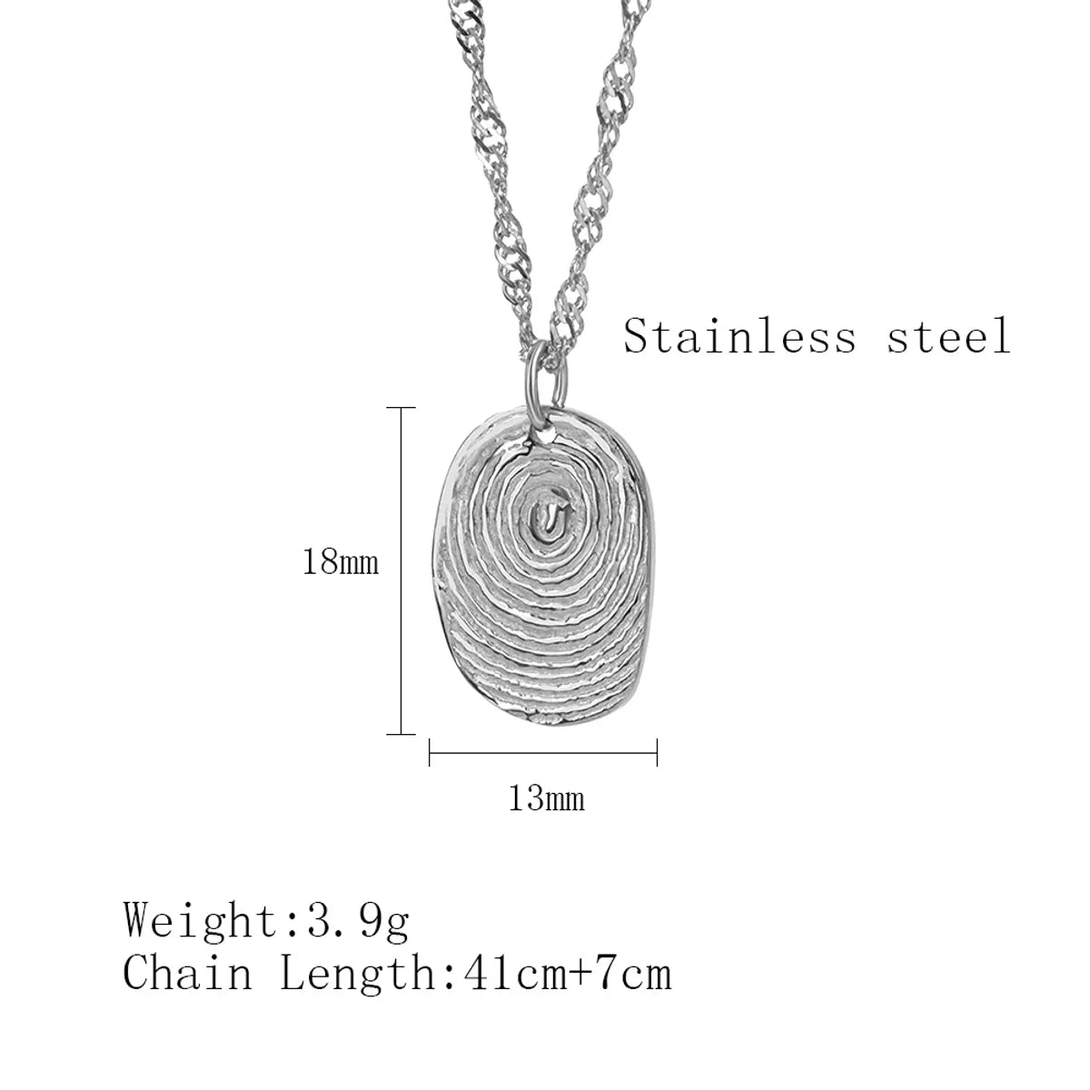 304 Stainless Steel 18K Gold Plated IG Style Simple Style Fingerprint Pendant Necklace