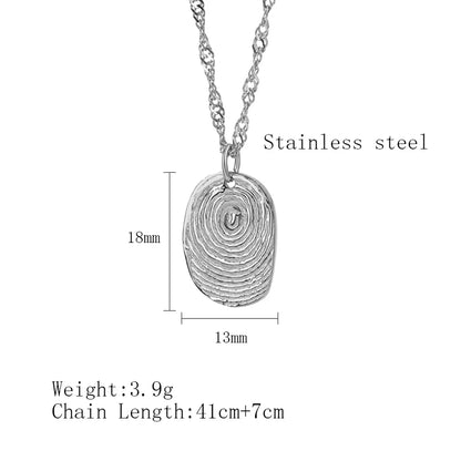 304 Stainless Steel 18K Gold Plated IG Style Simple Style Fingerprint Pendant Necklace