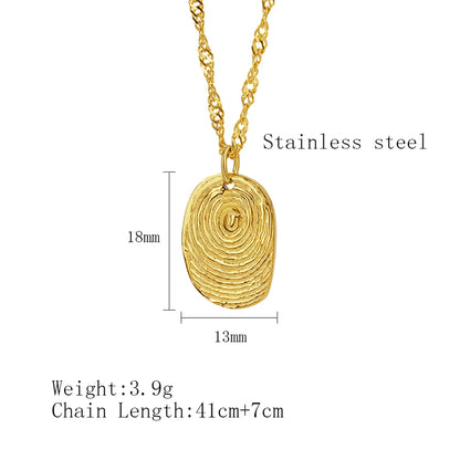 304 Stainless Steel 18K Gold Plated IG Style Simple Style Fingerprint Pendant Necklace