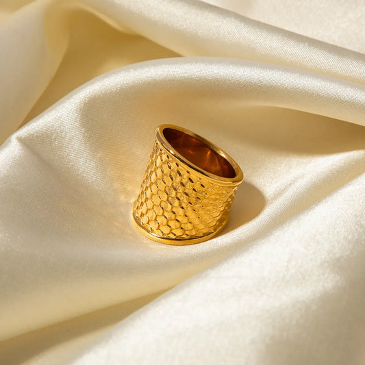 Stainless Steel 18K Gold Plated IG Style Simple Style Fish Scales Rings