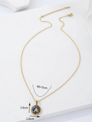 Stainless Steel 18K Gold Plated IG Style Simple Style Letter Number Plating Pendant Necklace