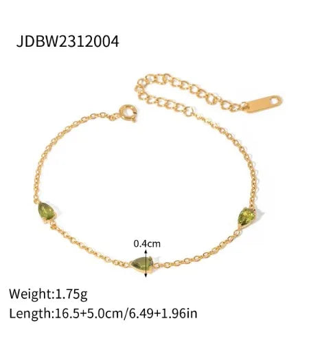 Stainless Steel 18K Gold Plated IG Style Simple Style Water Droplets Inlay Rhinestones Bracelets