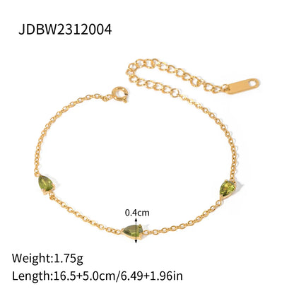 Stainless Steel 18K Gold Plated IG Style Simple Style Water Droplets Inlay Rhinestones Bracelets