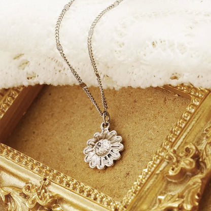 Stainless Steel 18K Gold Plated IG Style Sunflower Plating Pendant Necklace