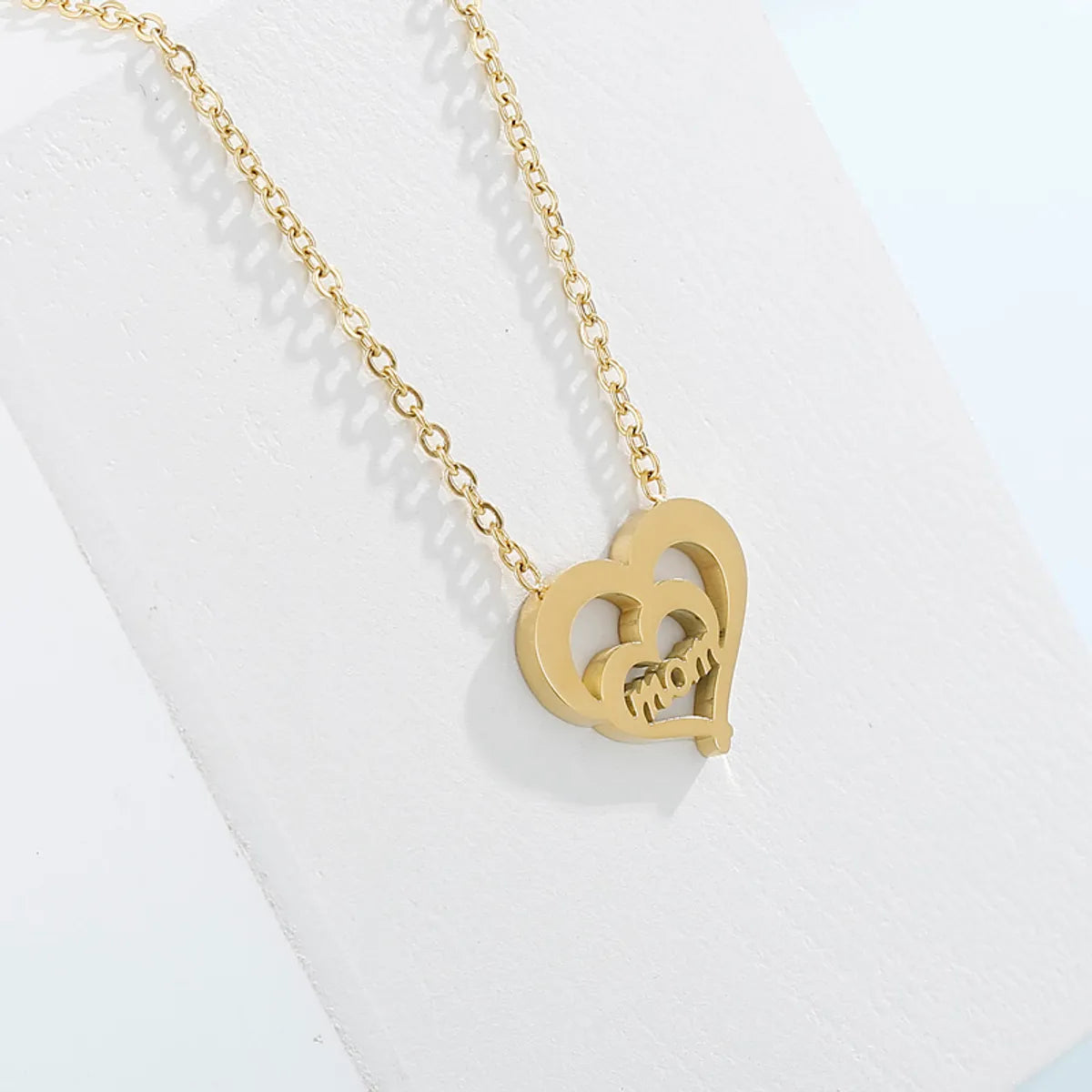 Stainless Steel 18K Gold Plated Lady Letter Heart Shape Pendant Necklace