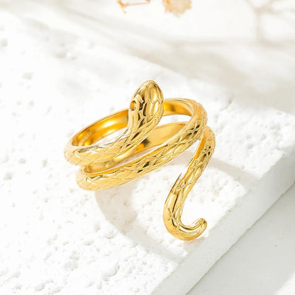 Wholesale Jewelry Nordic Style Gothic Snake 304 Stainless Steel 18K Gold Plated Rings