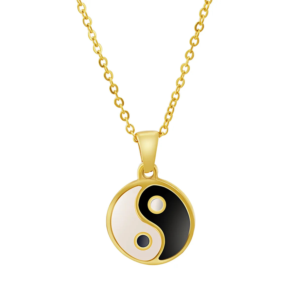 Stainless Steel 18K Gold Plated Retro Ethnic Style Tai Chi Plating Pendant Necklace