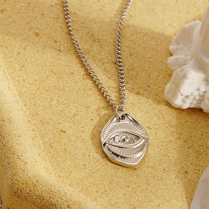 Stainless Steel 18k Gold Plated Retro Eye Plating Pendant Necklace