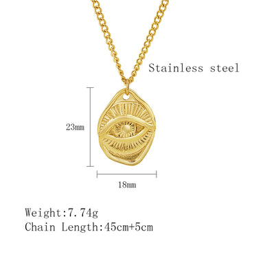 Stainless Steel 18k Gold Plated Retro Eye Plating Pendant Necklace