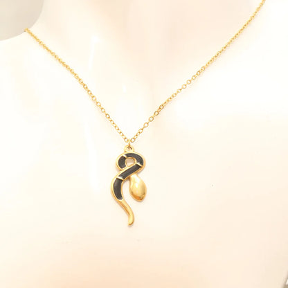 Stainless Steel 18K Gold Plated Retro Simple Style Snake Enamel Plating Pendant Necklace