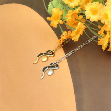 Stainless Steel 18K Gold Plated Retro Simple Style Snake Enamel Plating Pendant Necklace