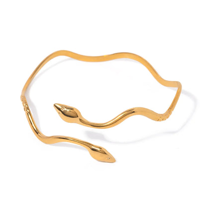 Stainless Steel 18K Gold Plated Retro Snake Bangle