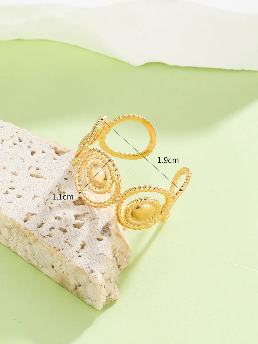 304 Stainless Steel 18K Gold Plated Roman Style Solid Color Open Rings