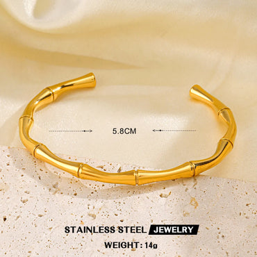 Stainless Steel 18K Gold Plated Simple Style Bamboo Rings Bracelets