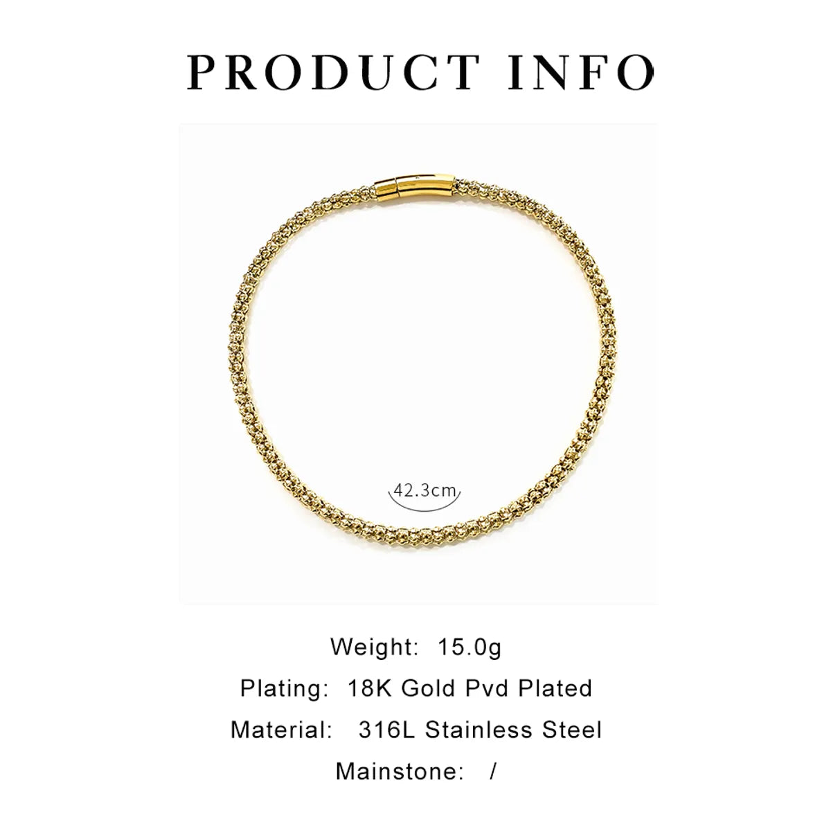 Stainless Steel 18K Gold Plated Simple Style Classic Style Color Block Plating Hollow Out Necklace