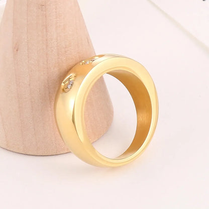 Stainless Steel 18K Gold Plated Simple Style Classic Style Heart Shape Plating Inlay Rhinestones Rings