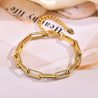 Stainless Steel 18K Gold Plated Simple Style Classic Style Rectangle Plating Bracelets