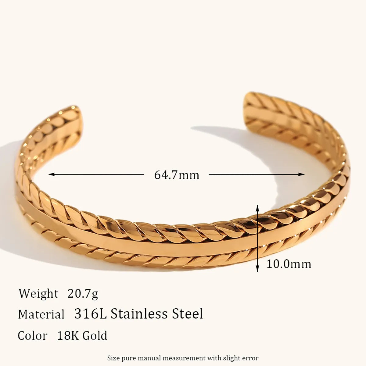 Stainless Steel 18K Gold Plated Simple Style Color Block Bangle