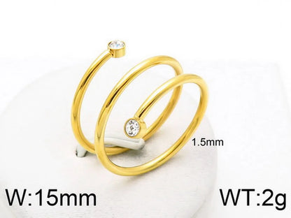 Stainless Steel 18K Gold Plated Simple Style Geometric Zircon Open Rings