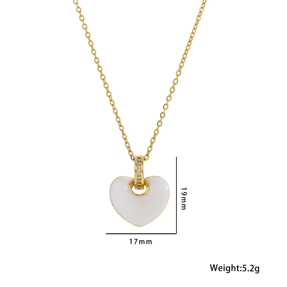 Stainless Steel 18K Gold Plated Simple Style Heart Shape Inlay Zircon Pendant Necklace