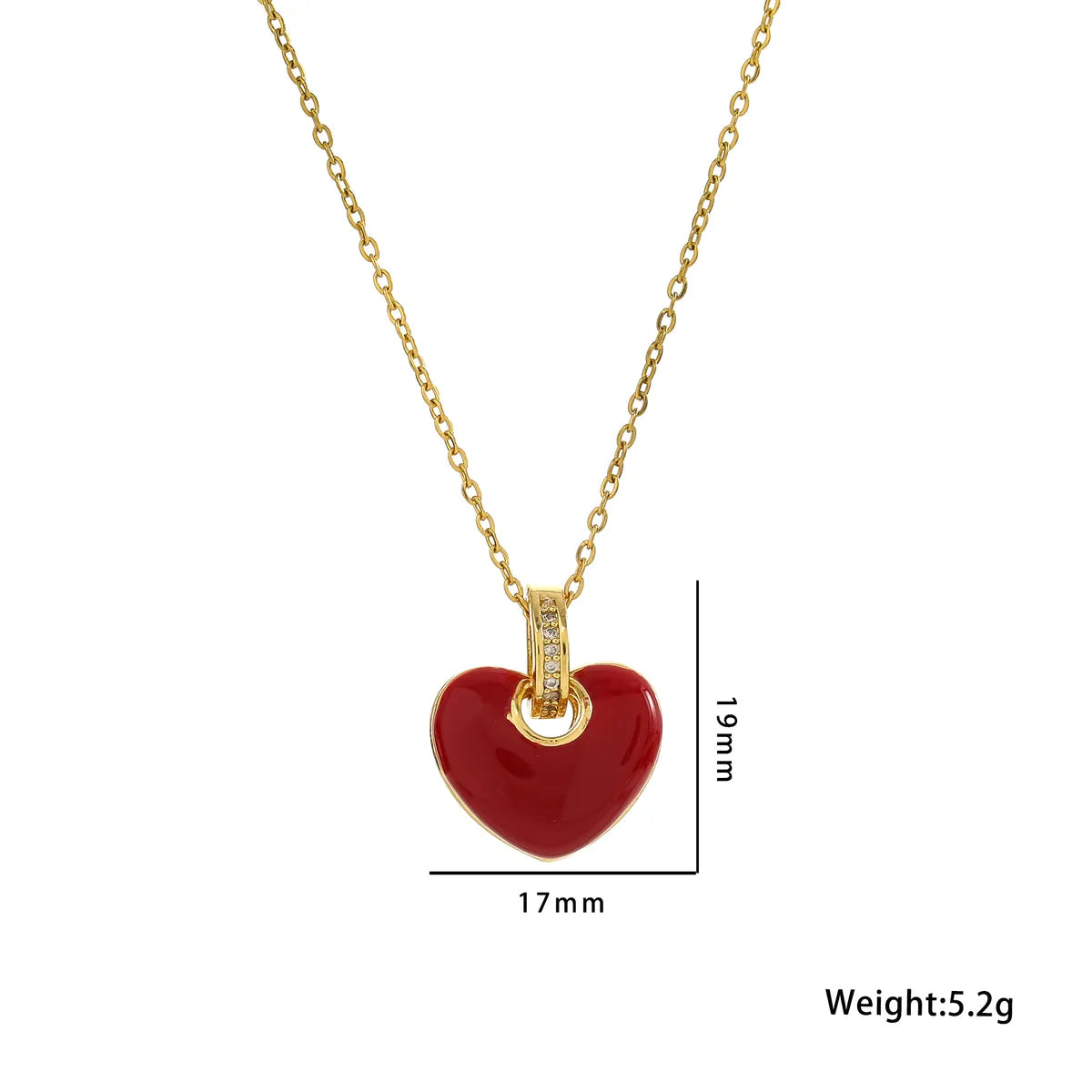 Stainless Steel 18K Gold Plated Simple Style Heart Shape Inlay Zircon Pendant Necklace