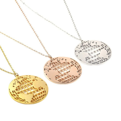 Stainless Steel 18K Gold Plated Simple Style Map Hollow Out Pendant Necklace Necklace