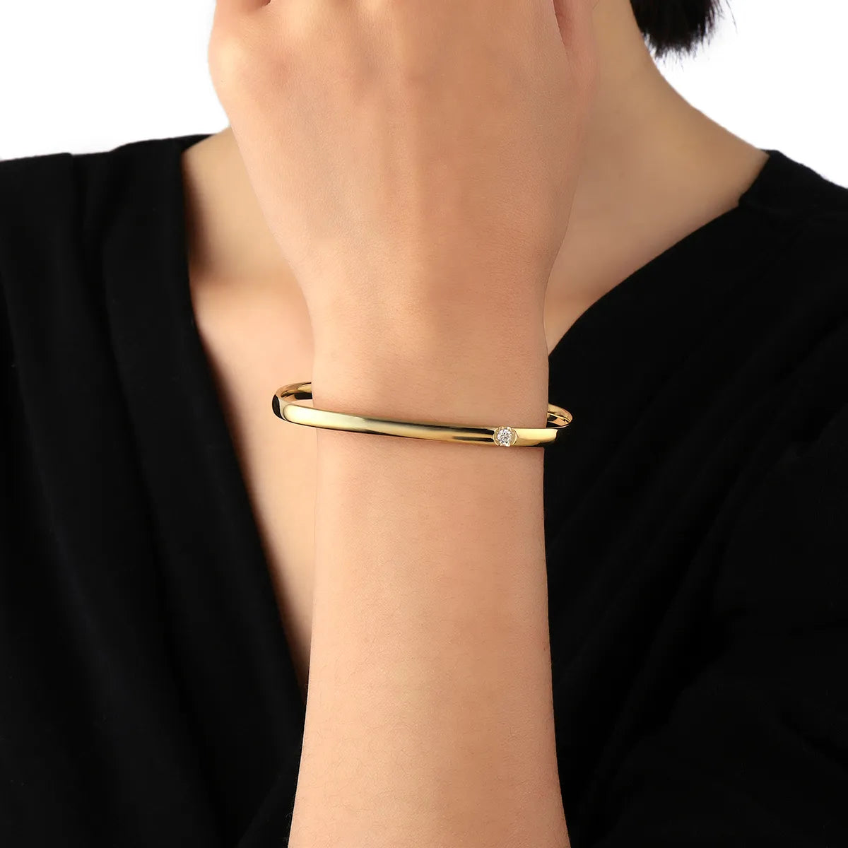 Simple Style Sun 201 Stainless Steel 18K Gold Plated Bangle In Bulk