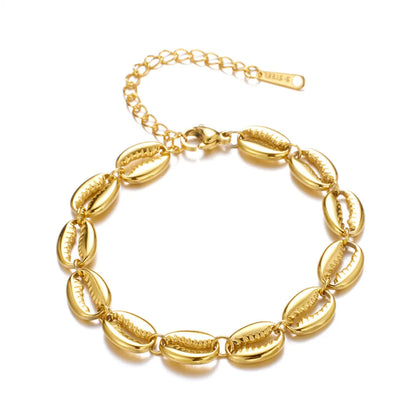 Stainless Steel 18K Gold Plated Simple Style Shell Bracelets