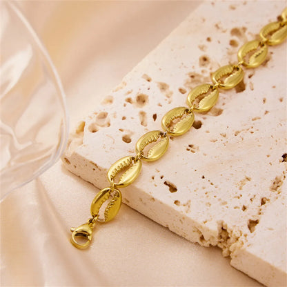 Stainless Steel 18K Gold Plated Simple Style Shell Bracelets