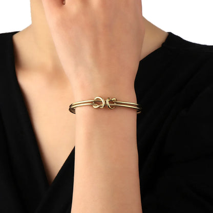 Stainless Steel 18K Gold Plated Simple Style Solid Color Bangle