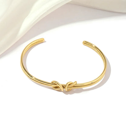 Stainless Steel 18K Gold Plated Simple Style Solid Color Bangle