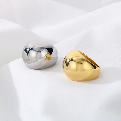 Stainless Steel 18K Gold Plated Simple Style Solid Color Rings