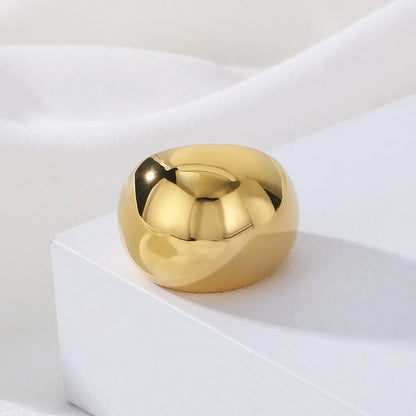 Stainless Steel 18K Gold Plated Simple Style Solid Color Rings