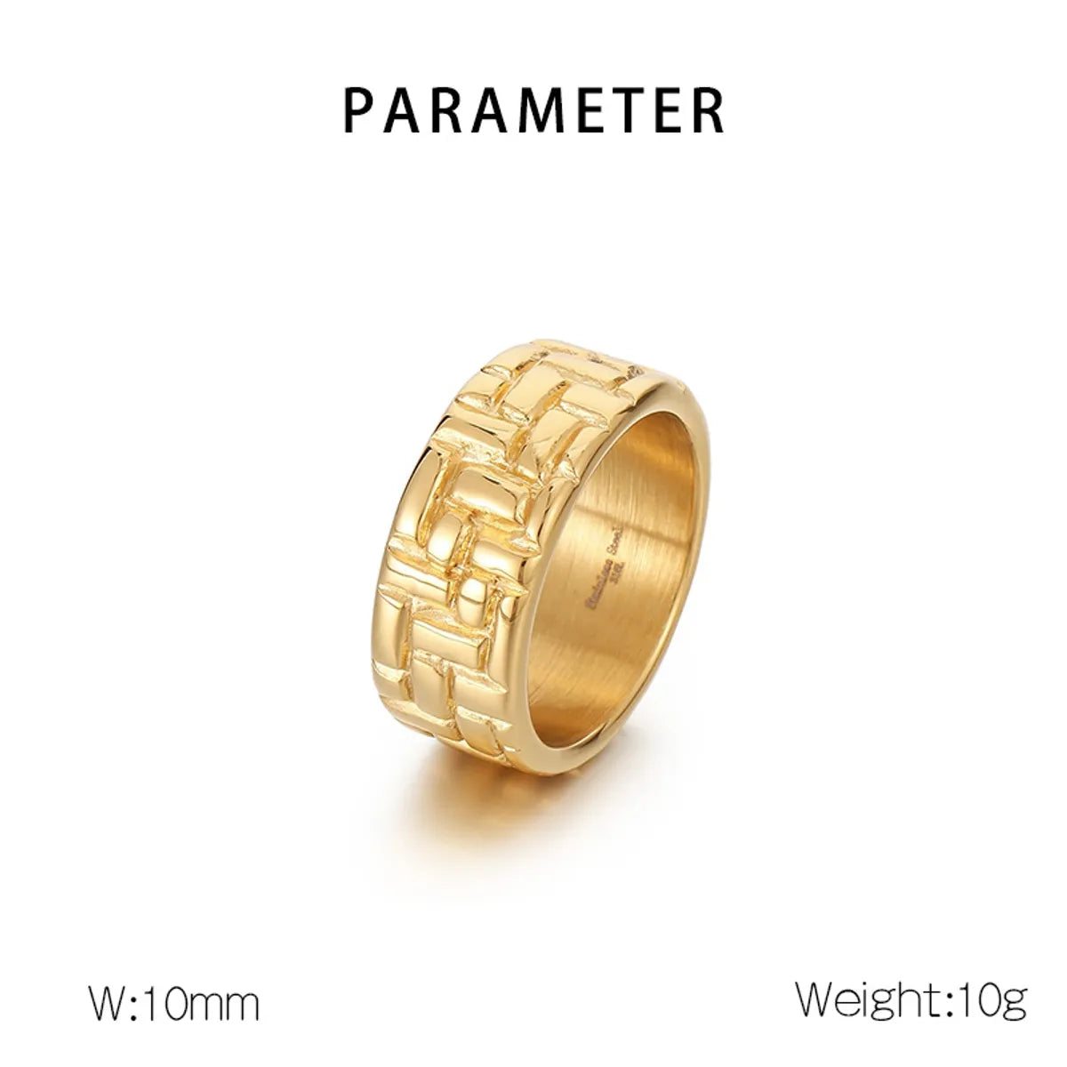 Stainless Steel 18K Gold Plated Simple Style Stripe Rings