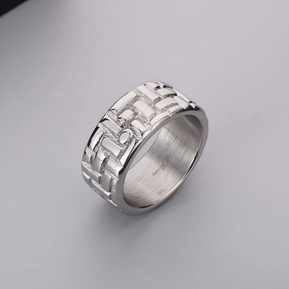 Stainless Steel 18K Gold Plated Simple Style Stripe Rings