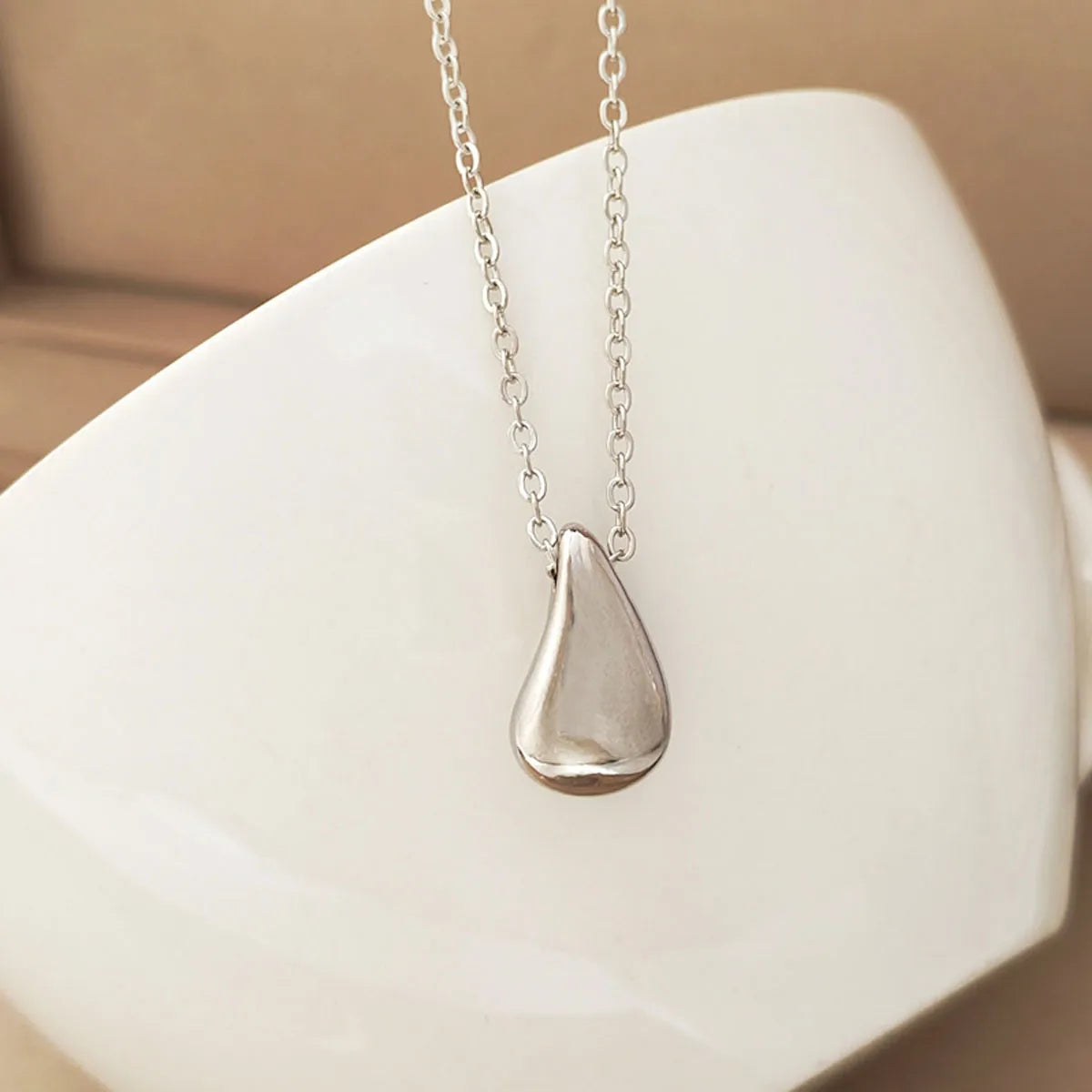 Stainless Steel 18K Gold Plated Simple Style Water Droplets Necklace