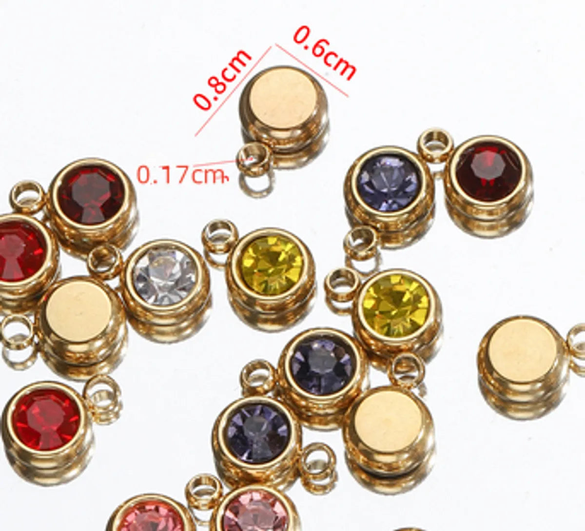 Stainless Steel 6mm Gold Birthstone Lucky Birthday Stone Pendant Cross-Border Hot Selling Water Cup Diamond Diy Ornament Accessories