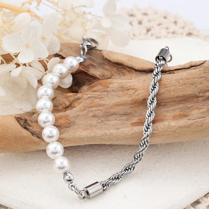 Stainless Steel Artificial Pearl IG Style Geometric Bracelets