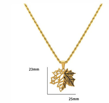 Stainless Steel Basic Maple Leaf Plating Pendant Necklace