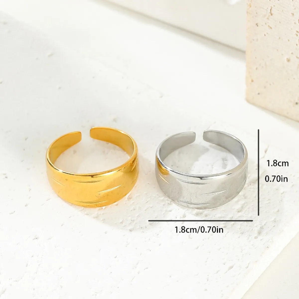 Stainless Steel Casual Roman Style Solid Color Open Rings