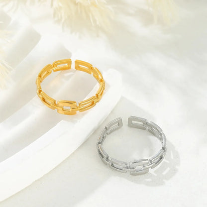 Stainless Steel Casual Roman Style Solid Color Open Rings