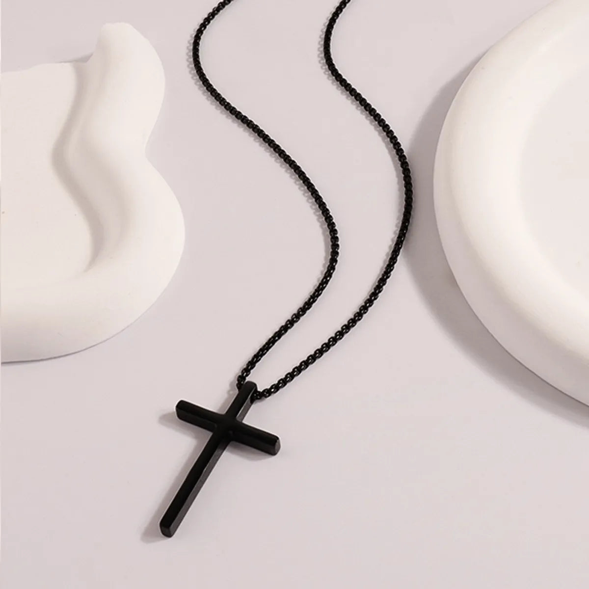 304 Stainless Steel 18K Gold Plated Casual Simple Style Cross Pendant Necklace