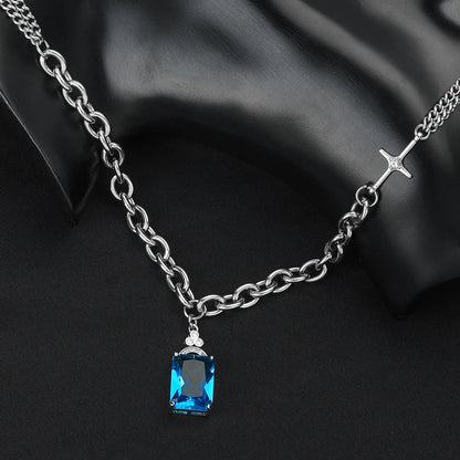 Stainless Steel Casual Simple Style Geometric Rhinestones Pendant Necklace