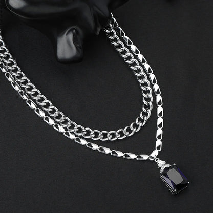 Stainless Steel Casual Simple Style Geometric Rhinestones Pendant Necklace