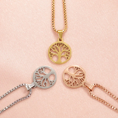 Stainless Steel Casual Simple Style Life Tree Pendant Necklace