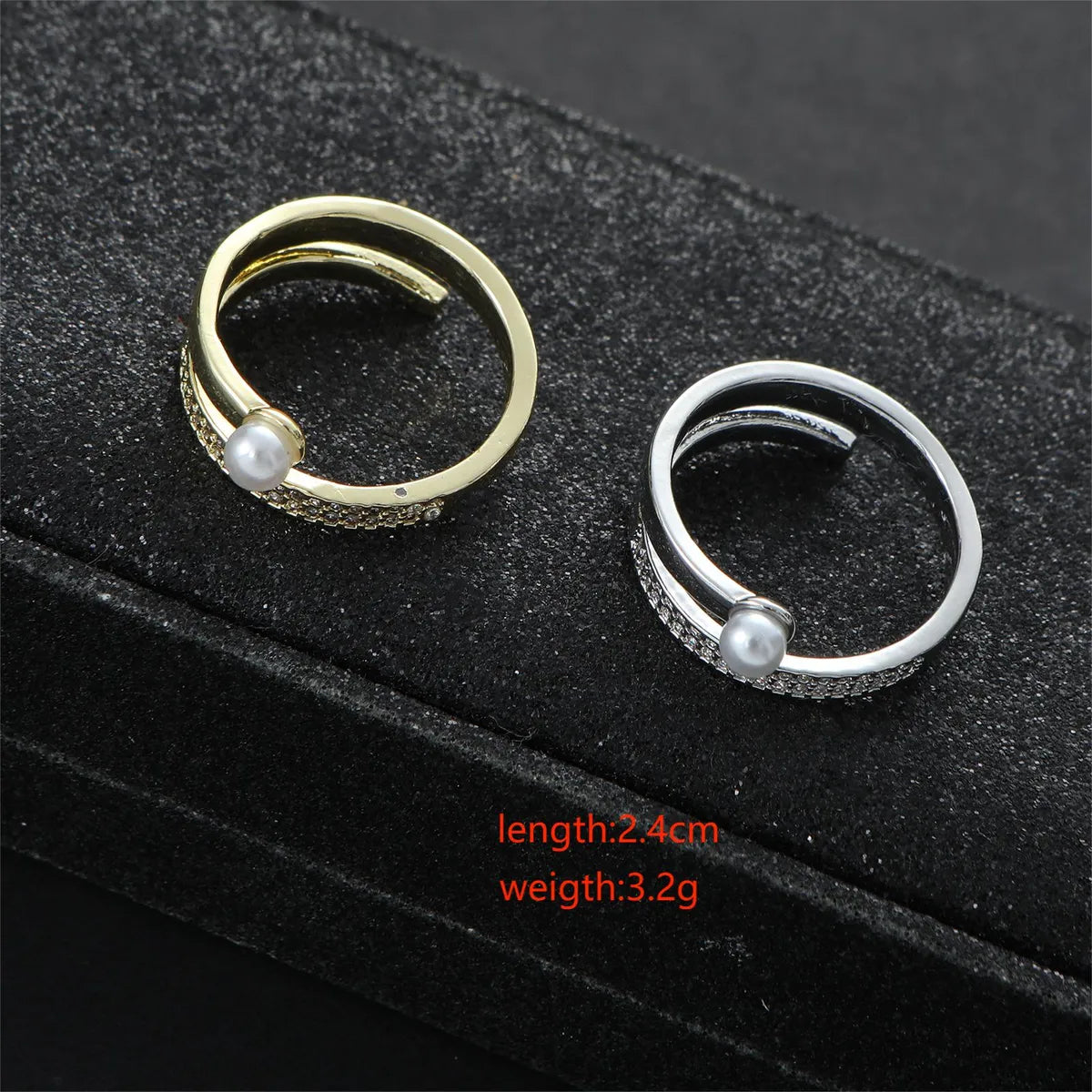 Stainless Steel Casual Simple Style Round Inlay Pearl Zircon Open Rings